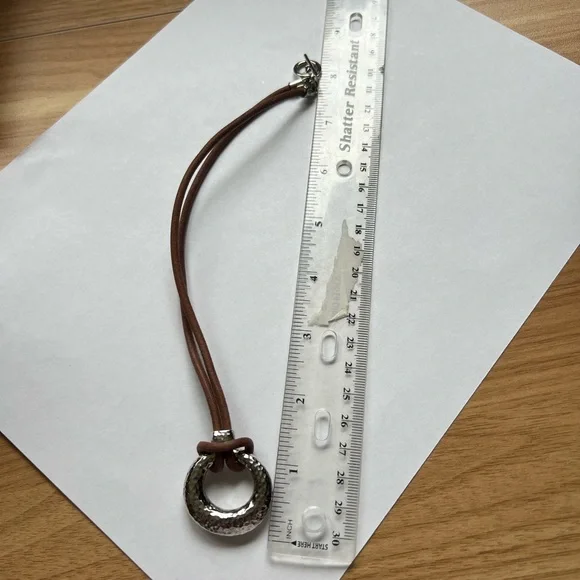 Ralph Lauren Toggle Necklace - Silver & Leather - Picture 6 of 10